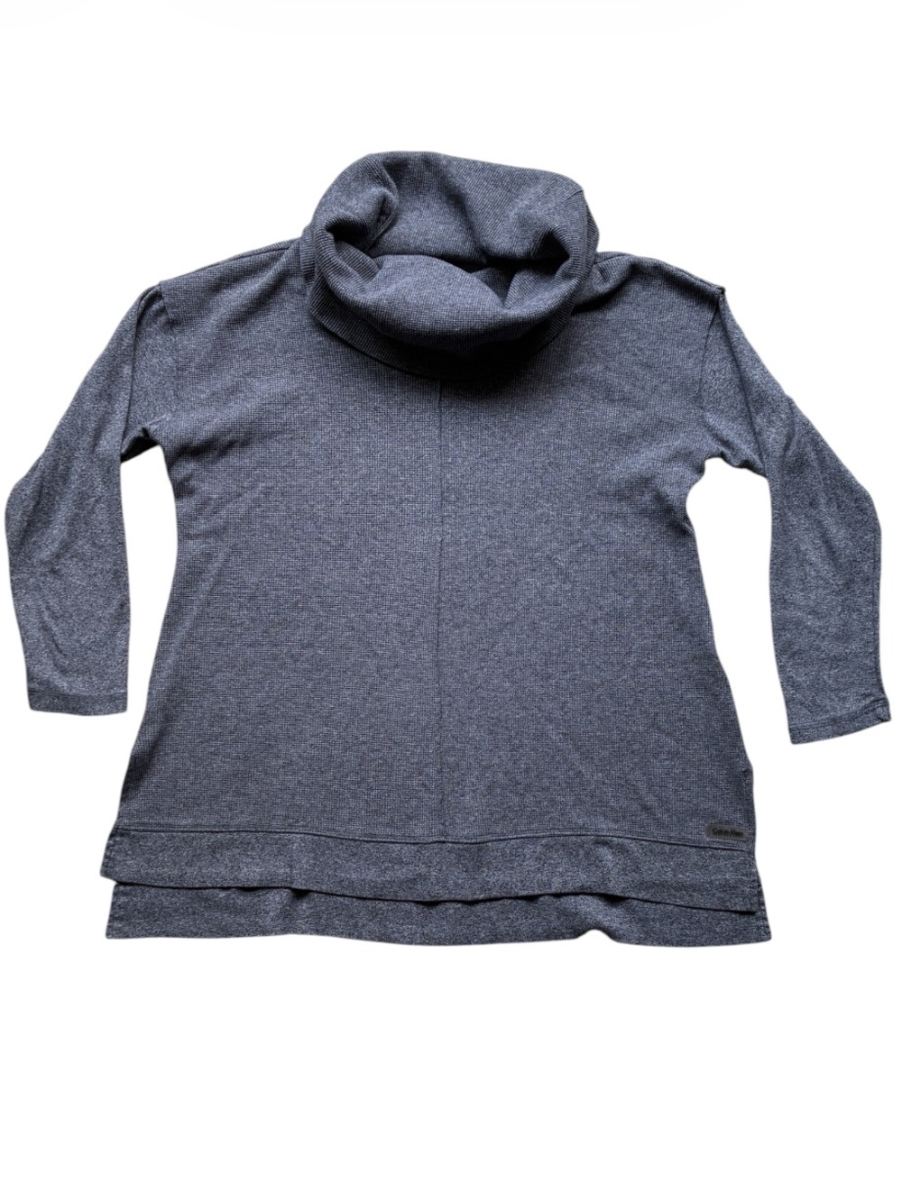 Calvin Klein Women's Performance Gray Cowl Neck Long Sleeve Waffle Top Size 0X